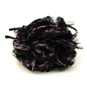 Gothic Lolita Purple Houndstooth Large Flower Headband