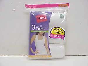 Womens Hanes Cotton Long Ribbed Tank Tops White S 2X  