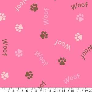    Woofs and Paws Anti pill Fleece (Pink) Arts, Crafts & Sewing