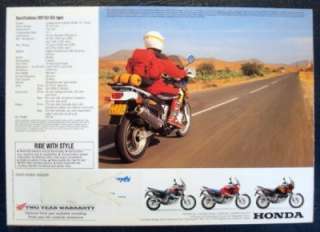 HONDA AFRICA TWIN 750 MOTORCYCLE SALES BROCHURE NOVEMBER 1995.  