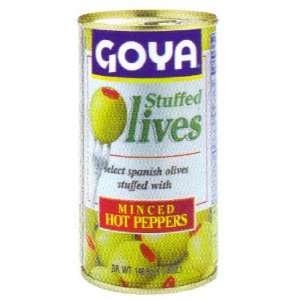 Goya Stuffed Olives Minced Hot Peppers 5.25 oz  Grocery 