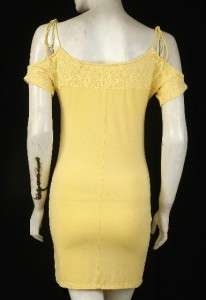 NWT $98 Free People Yellow Laced Tunic Dress L  