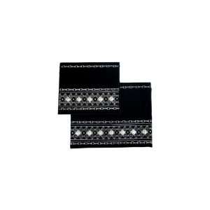   Black Velvet Tallit Bag Set with Silver Diamonds and Geometric Pattern