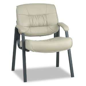 Leather Visitors Chair with Loop Arms, Tan   Sold As 1 Each   Thickly 