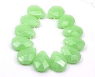 18x13mm Pastel Green Jade Faceted Brioletter Beads 12pc  