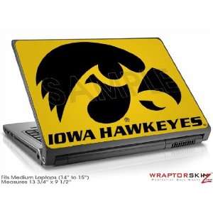    Medium Laptop Skin Iowa Hawkeyes Black on Gold Electronics