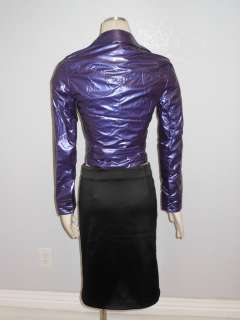   plastinina Purple Wet Effect Motorcycle Stylish Jacket XXS XS S  