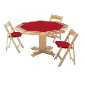   Base Natural Oak Poker Table with Red Fabric
