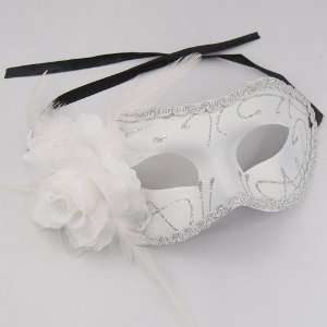 Venetian Style White Eye Costume Masquerade Mardi Mask  Toys & Games 