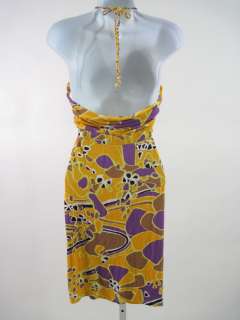 You are bidding on a TOAST Purple Yellow Brown Halter Dress Sz L. This 