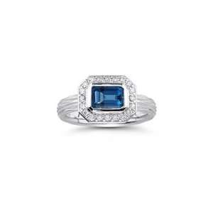  0.20 Cts Diamond & 0.89 Cts London Blue Topaz Ring in 14K 
