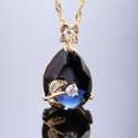   jewelry pear cut blue sapphire white gold plated gp pendant necklace