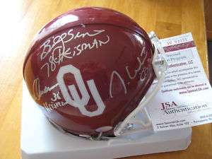 Oklahoma Sooners signed Heisman Winners mini helmet JSA  