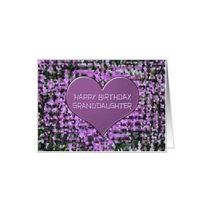 com Happy Birthday Granddaughter, Purple Heart on Stanined Glass Look 