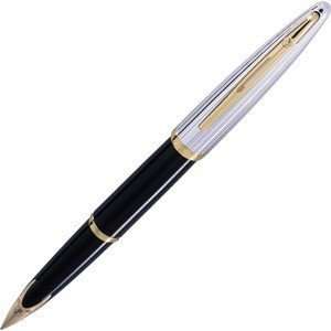  Waterman Black Lacquer/Silver CARENE Fountain Pen Medium 