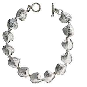    Sterling Silver 7 1/2 Inch Sea Shells Link Bracelet Jewelry