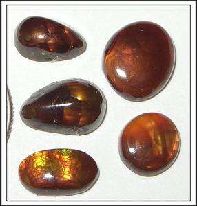 37ct LOT 5 SMALL ESTATE ARIZONA FIRE AGATE CABS *SPECIAL*  
