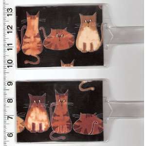   of 2 Luggage Tags Made with Kitty Cat Tails Fabric 