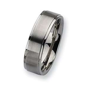 Stainless Steel Ridged Edge 7mm Satin and Polished Band 