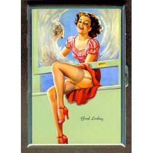  VINTAGE PIN UP WINDOW WASHER ID CIGARETTE CASE WALLET 