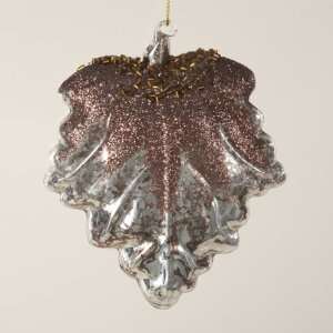  New   Club Pack of 12 In the Birches Glittered Glass Leaf 
