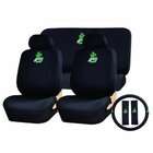   Set   Lucky Clover Leafe   A Set of 2 Black Seat Covers, 1 Rear