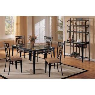 5pc Contemporary Cappuccino Finish Round Dining Room Table & Chair Set 