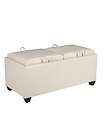 cream faux leather dual cushions and trays storage ottoman bench