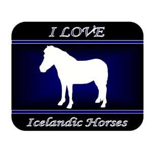  I Love Icelandic Horses Mouse Pad   Blue Design 