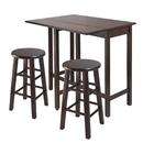 Winsome Trading 94347 Lynwood 3pc High Drop Leaf Table with Rush Seat 