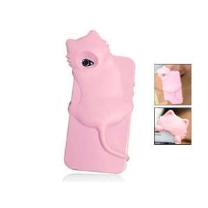  Pink 3D Animal Cartoon TPU Case Cover Skin for iPhone 4 4G 