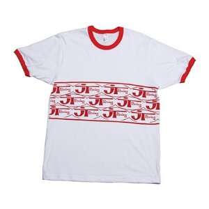   Ringer Mens Short Sleeve Casual Shirt   White/Red / Small Automotive