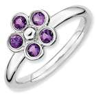goldia Sterling Silver Stackable Expressions Amethyst Flower Ring