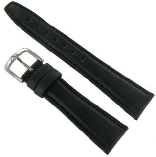 18mm Hadley Roma Oil Tanned Leather Black Watch Band Long  
