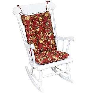 Standard Rocking Chair Cushion   Farrell Floral fabric   Antique Red 