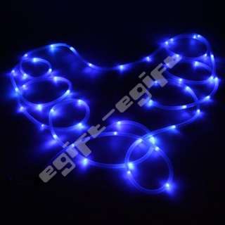 Solar Power 50 Blue LED Light Tube Rope Outdoor Indoor  