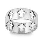 Rings   Silver   Plain Sterling Silver Ring   Cross   Band Width 9mm 