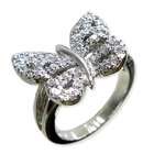 Jazzy Jewels Sterling Silver Pave CZ Butterfly Ring Size 6