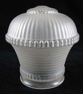 Vintage Frosted Art Deco Glass Ribbed Light Shade  
