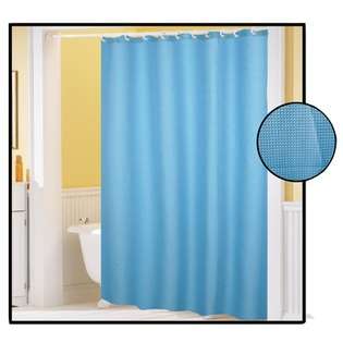   Fashions Waffle Weave Fabric Shower Curtain   Color Blue 