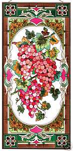 RED GRAPES * VINEYARD GRAPE STAINED GLASS WINDOW PANEL  