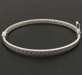GREEK KEY Oval Bangle Bracelet 925 Sterling Silver NEW  