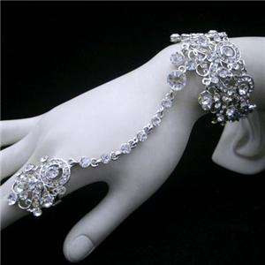 Wedding Floral Bracelet Ring Sz Free Swarovski Crystal  