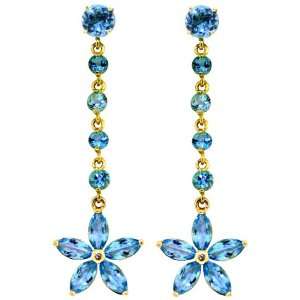    14k Gold Chandelier Earrings with Genuine Blue Topaz Jewelry