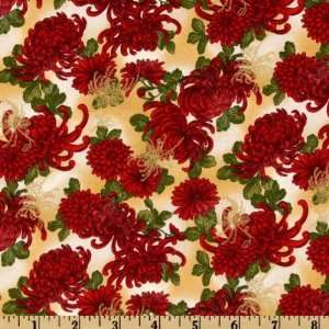  44 Wide Imperial Fusions Collection Floral Toss Crimson 