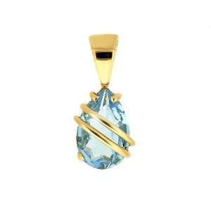  9ct Yellow Gold Blue Topaz Single Stone Pendant Jewelry