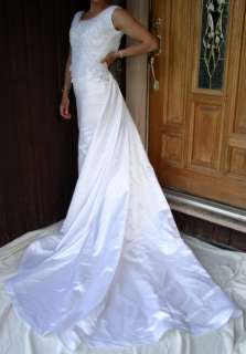 VINTAGE WOMAN BEIGE FORMAL GOWN BRIDAL WEDDING DRESS 4  