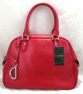 New Lauren by Ralph Lauren Newbury Red Leather Satchel Bag 