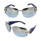 MLC Eyewear Stylish Rimless Sunglasses Blue Frame Mirror Lenses in 