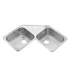   Steel Drop In 43.4375 Inch x 23.375 Inch Double Corner Bowl Kitchen